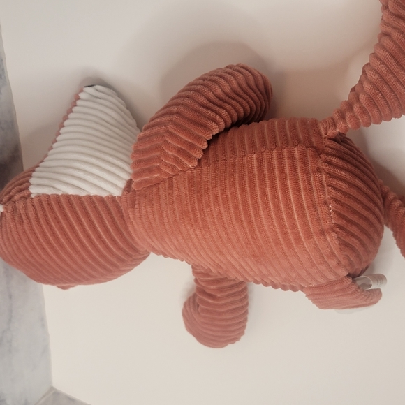 Corduroy Dusty Rose Plush Stuffed Fox with Heart on Chest - Picture 8 of 8